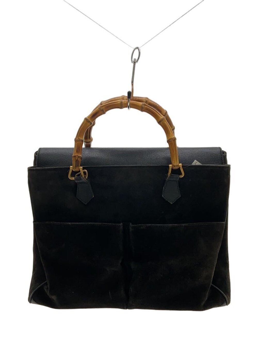 Gucci Bamboo North South Shopper Tote Leather Black